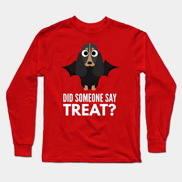 Black and Tan Coonhound Halloween Trick or Treat Long Sleeve T-Shirt by DoggyStyles